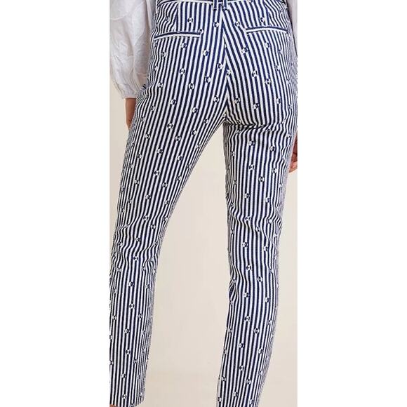 Anthropologie womens size 10 medium essential slim blue white stripe trouser pan - Picture 4 of 9